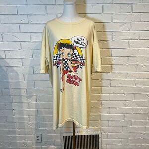 Vintage 90s Betty Boop Racecar Sleep Shirt Nightgown One Size